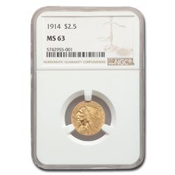 1914 $2.50 Indian Gold Quarter Eagle MS-63 NGC