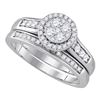 Image 1 : 14kt White Gold Round Diamond Geometric Stackable Band Ring 1/10 Cttw