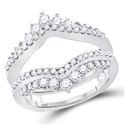 14kt White Gold Round Diamond Slender Halo Bridal Wedding Engagement Ring Band Set 3/4 Cttw