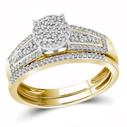 10kt Yellow Gold Round Blue Sapphire Diamond Stackable Band Ring 1/10 Cttw