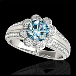 2 ctw SI Fancy Blue Diamond Solitaire Halo Ring 10K Rose Gold