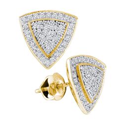 10kt White Gold Round Diamond Square Cluster Stud Earrings 3/4 Cttw