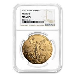 1947 Mexico Gold 50 Pesos MS-63 PL NGC