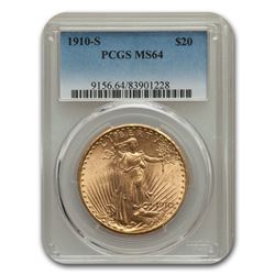 1910-S $20 Saint-Gaudens Gold Double Eagle MS-64 PCGS