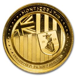 2018 Montserrat 1 oz Gold Emerald Isle of the Caribbean BU