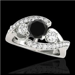 1.33 ctw Fancy Black Diamond Art Deco Ring 18K White Gold