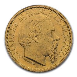 1884-A Monaco Gold 100 Francs Charles III MS-63 PCGS