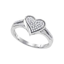 10kt White Gold Round Emerald Scalloped Stackable Band Ring 1/4 Cttw
