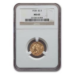 1928 $2.50 Indian Gold Quarter Eagle MS-65 NGC