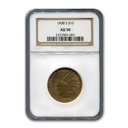 1908-S $10 Indian Gold Eagle AU-50 NGC