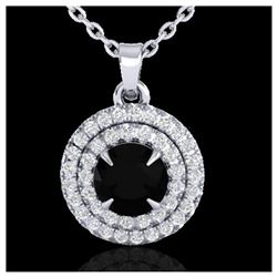1.11 ctw VS/SI Diamond Solitaire Art Deco Stud Necklace 18K White Gold