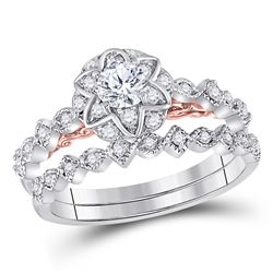 14kt White Gold Round Diamond Wrap Ring Guard Enhancer 1/2 Cttw