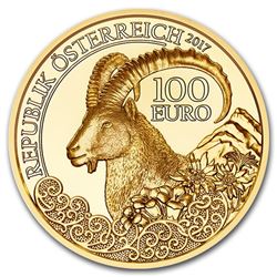 2017 Austria Proof Gold 100 Wildlife in our Sights (Alpine Ibex)