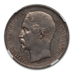 1852-A France Silver 5 Franc MS-63 NGC