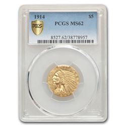 1914 $5 Indian Gold Half Eagle MS-62 PCGS