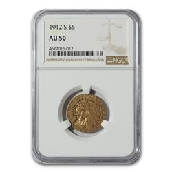 1912-S $5 Indian Gold Half Eagle AU-50 NGC