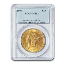 1906 $20 Liberty Gold Double Eagle MS-63 PCGS