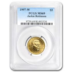 1997-W Gold $5 Commem Jackie Robinson MS-69 PCGS