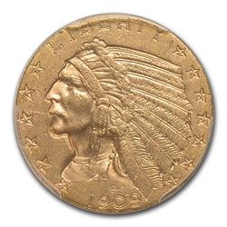 1909-D $5 Indian Gold Half Eagle MS-61 PCGS