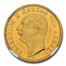 1904 German States Anhalt-Dessau Gold 20 Mark PF-64 NGC (CAMEO)