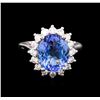 Image 2 : 5.04 ctw Tanzanite and Diamond Ring - 14KT White Gold