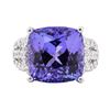 Image 2 : 13.62 ctw Tanzanite and Diamond Ring - Platinum