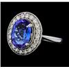 Image 1 : 4.18 ctw Tanzanite and Diamond Ring - 14KT White Gold