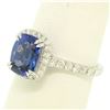 Image 5 : 14k White Gold 3.03 ctw Diamond and Cushion Cut Tanzanite Quality Modern Ring