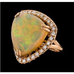 19.78 ctw Opal and Diamond Ring - 14KT Rose Gold