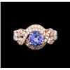 Image 2 : 0.96 ctw Tanzanite and Diamond Ring - 14KT Rose Gold