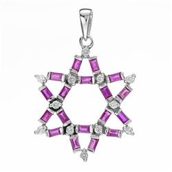 14k White Gold 1.54CTW Ruby and Diamond Pendant, (I1-I2/Purple-Red/G-H)