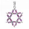 Image 1 : 14k White Gold 1.54CTW Ruby and Diamond Pendant, (I1-I2/Purple-Red/G-H)