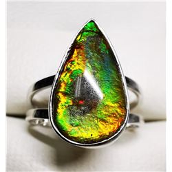Silver Ammolite Ring (~Size 6), Suggested Retail Value $200
