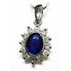 Image 1 : 14K White Gold Natural Sapphire From Ceylon(0.6ct) Diamond(0.18ct) (I, G-H) Pendant, Made in Canada,