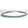 Image 1 : Silver Natural Emerald(5.1ct) (11.36Gm) Bracelet (~length 7cm), Suggested Retail Value $1396