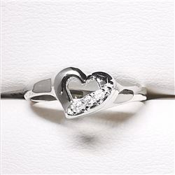 10K White Gold Diamond(0.05ct) (I, Gh)((heart shaped)ct) Ring (~Size 6), Made in Canada, Appraised R
