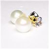 Image 2 : 10K Yellow Gold Tanzanite(0.54ct) Freshwater Pearl (2 In 1) Stud Earrings Earrings, Made in Canada, 