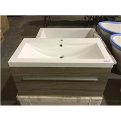 Luxo Marbre Melamine Vanity 1 drawer, White Synthetic Marble Sink (894mm x 476mm x 400mm) Model: Rel