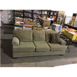 NEW Upholstered 3 seat Living room sofa with throw cushions - olive color