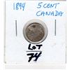 Image 1 : 1894 FIVE CENT SILVER