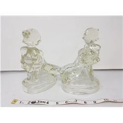 glass hummel bookends circa 1960