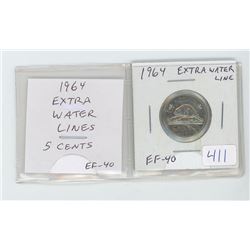 1964 Extra Water Lines 5 cents EF-40.