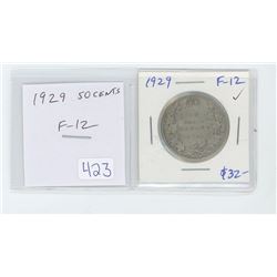 1929 50 cents F-12.