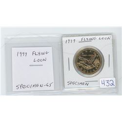 1997 Flying Loon dollar. Specimen-65. celebrates the 10th Anniversary of the first loonie. Scarce.