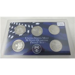 Proof set of 5 U.S. State quarters from the San Francisco Mint: 2002S Tennessee, Ohio, Louisiana, In