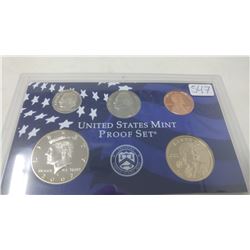 2002S Proof set of 5 U.S. coins from 1 cent to Sacagawea dollar from the San Francisco Mint.