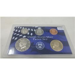 2003S Proof set of 5 U.S. coins from 1 cent to Sacagawea dollar from the San Francisco Mint.