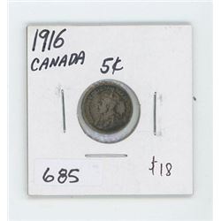 1916 CANADIAN 5 CENT