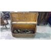 Image 2 : CARPENTERS TOOL BOX (DOVE TAILED), WITH TOOLS - 32" X 9.5" X 19"
