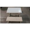 Image 2 : TABLE WITH TWO BENCHES - TABLE 32" X17.75" X 20", BENCHES 10" X 32" X12"